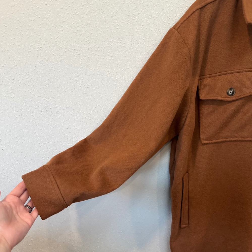 Express Shacket Women XL Rust Brown Oversized Fleece Shirt Jacket 009710137 - Picture 12 of 16